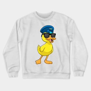 Duck as Pilot with Pilot hat Crewneck Sweatshirt